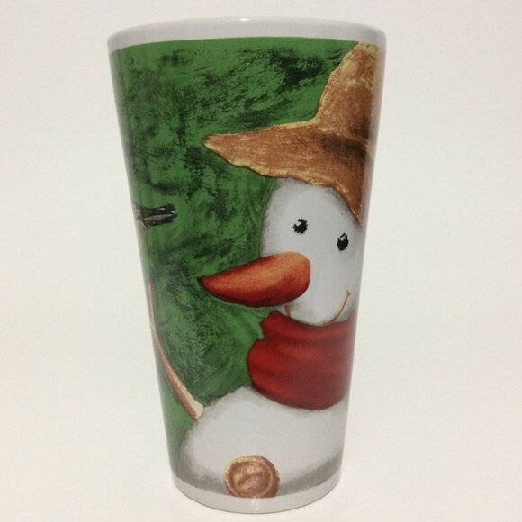 COFFEE Mug Tall Cup Snowman Bird Design 16 Oz - Picture 4 of 12